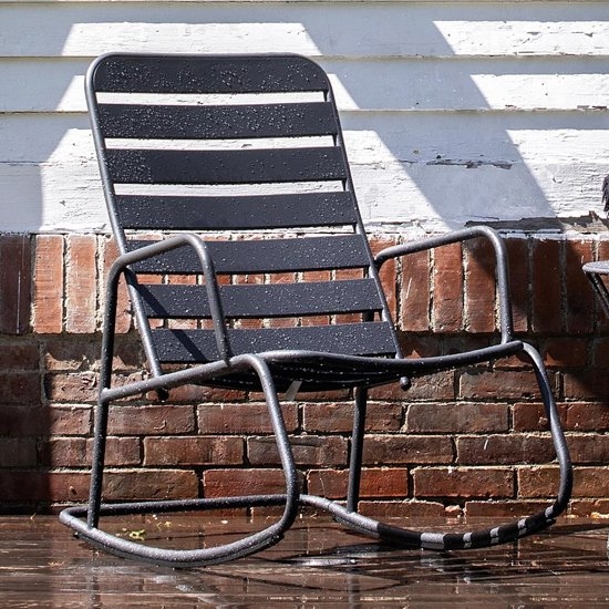 Novogratz Roberta Metal Rocking Chair In Charcoal Grey