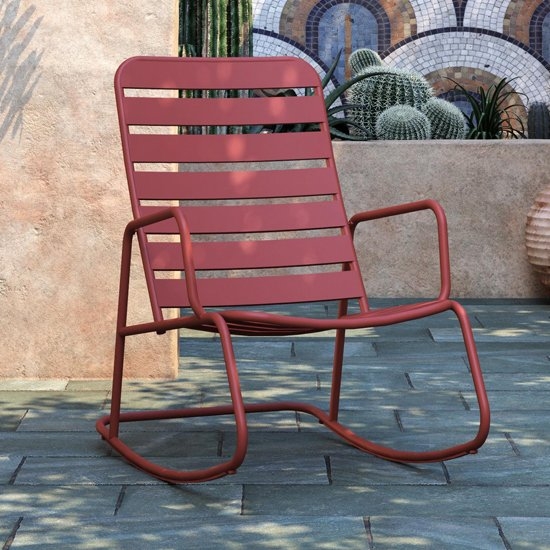 Novogratz Roberta Metal Rocking Chair In Red