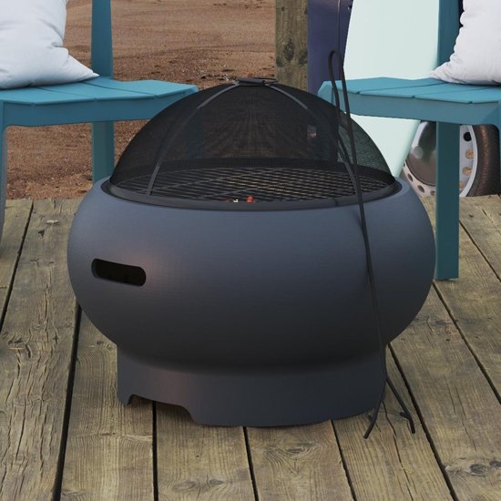 Novogratz Asher Wood Burning Fire Pit In Dark Grey