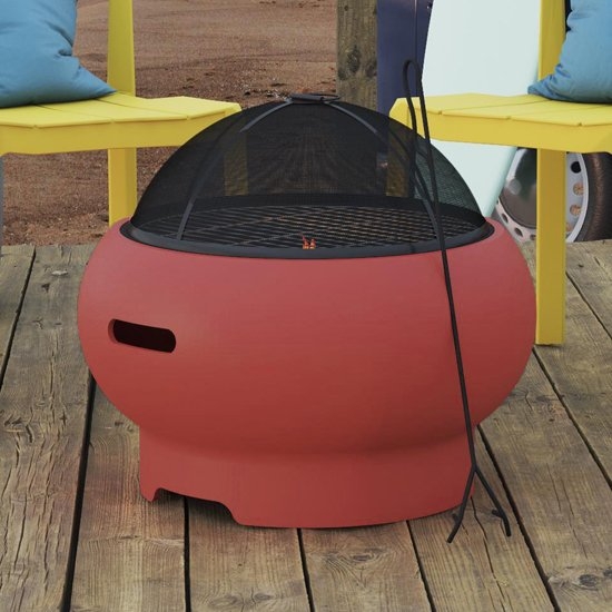 Novogratz Asher Wood Burning Fire Pit In Red