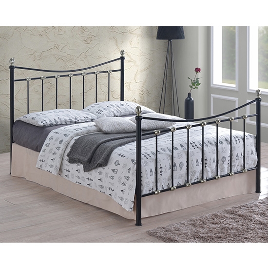 Oban Metal Double Bed In Black And Chrome Silver