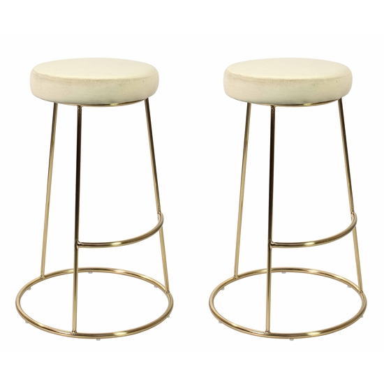 Opera Champagne Velvet Bar Stools In Pair