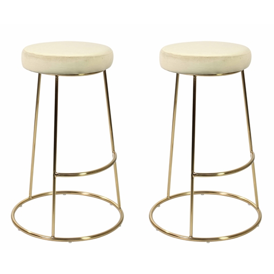 Opera Champagne Velvet Bar Stools In Pair