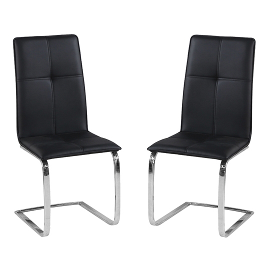 Opus Black Faux Leather Dining Chairs In Pair