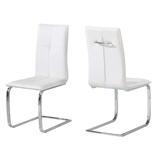 Opus White Faux Leather Dining Chairs In Pair