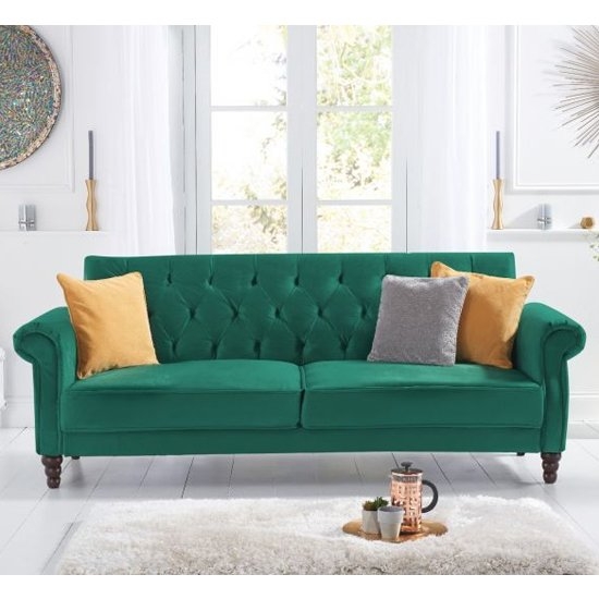 Ora Velvet Upholstered Sofa Bed In Green