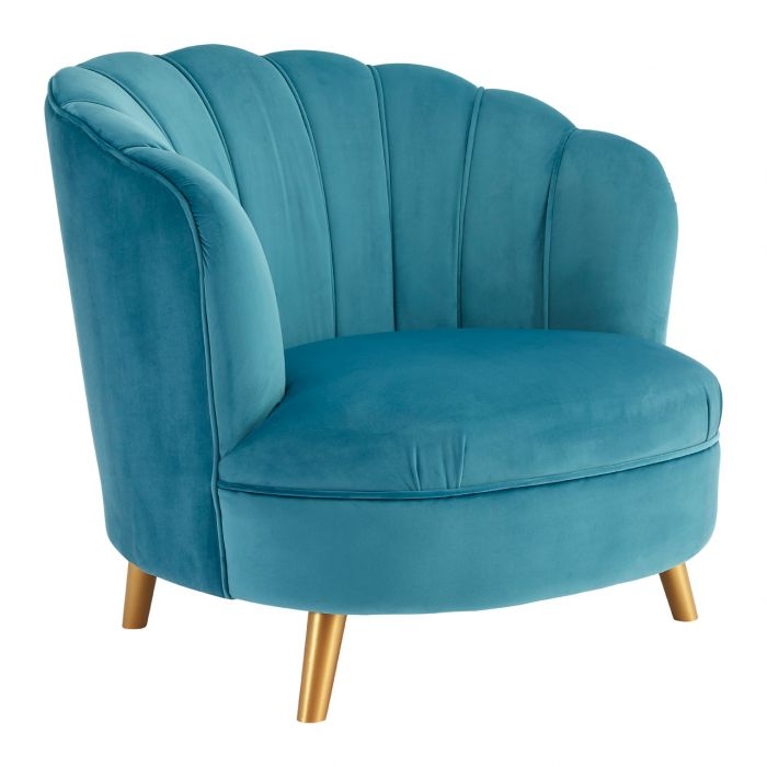 Orlina Velvet Upholstered Armchair In Blue