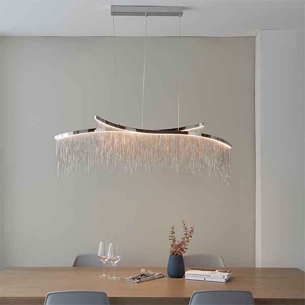 Orphelia 2 Lights Ceiling Pendant Light In Polished Chrome And Silver