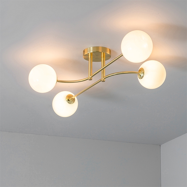 Otto 4 Lights Semi Flush Ceiling Light In Brushed Brass