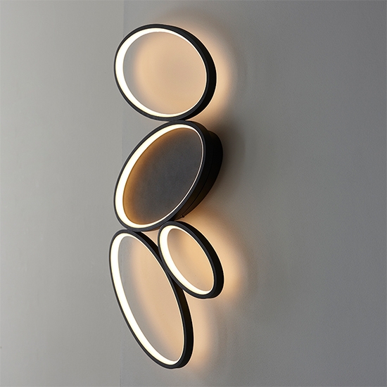 Ovals Led Flush Ceiling Light In Textured Black With White Diffuser
