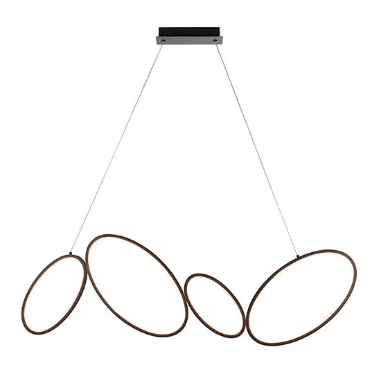 Ovals Led Linear Ceiling Pendant Light In Textured Black With White Diffuser