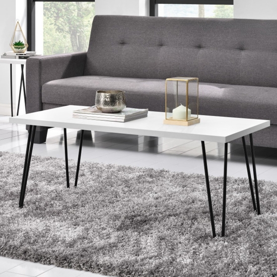 Owen Retro Wooden Coffee Table In White