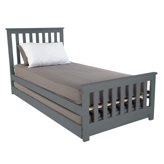 Oxford Wooden Single Bed With Guest Bed In Grey