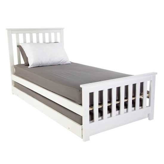 Oxford Wooden Single Bed With Guest Bed In White
