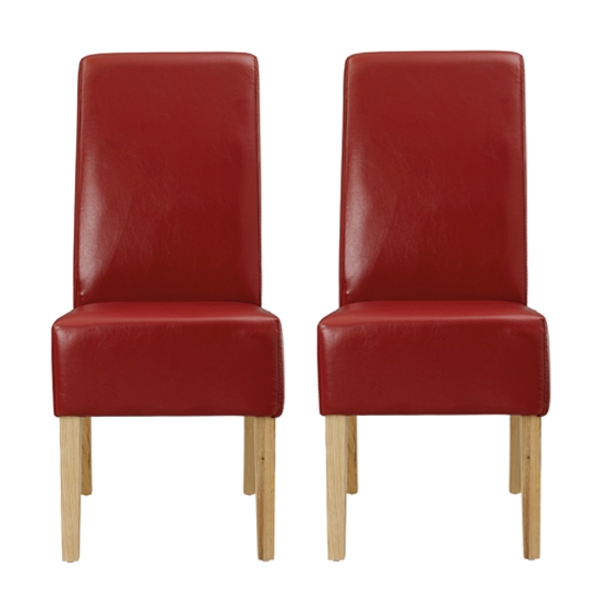 Padstow Red Faux Leather Dining Chairs In Pair