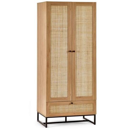 Padstow Wooden Wardrobe In Oak With 2 Doors 1 Drawer