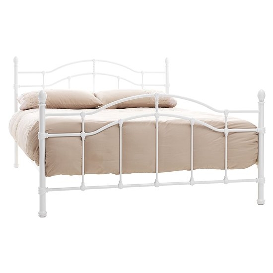 Paris Metal Small Double Bed In White High Gloss