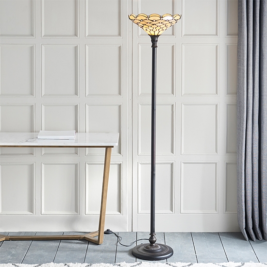 Pearl Uplighter Tiffany Glass Floor Lamp In Dark Bronze