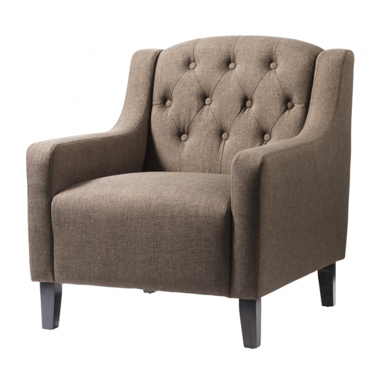 Pemberley Fabric Armchair In Beige With Wooden Legs