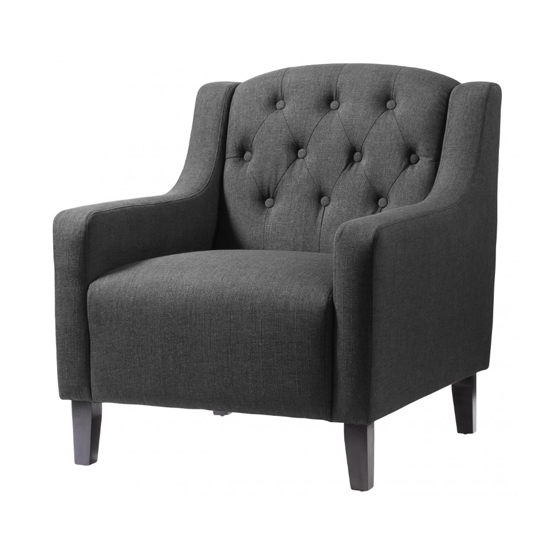 Pemberley Fabric Armchair In Grey With Wooden Legs