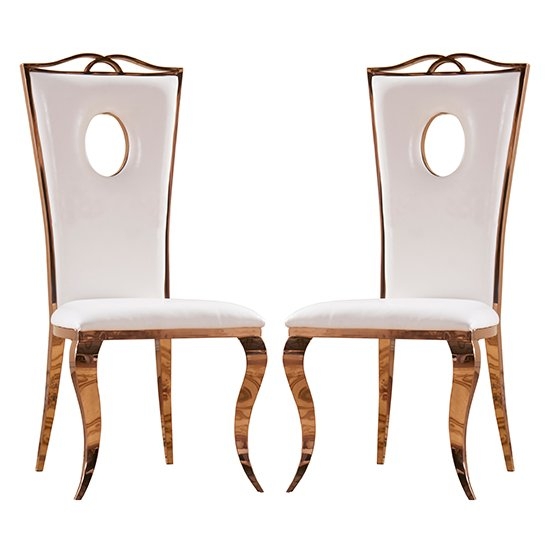 Pescara White Faux Leather Dining Chairs In Pair