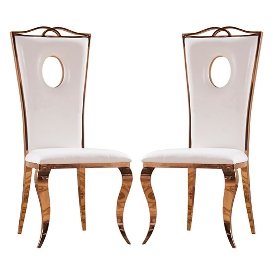 Pescara White Faux Leather Dining Chairs In Pair
