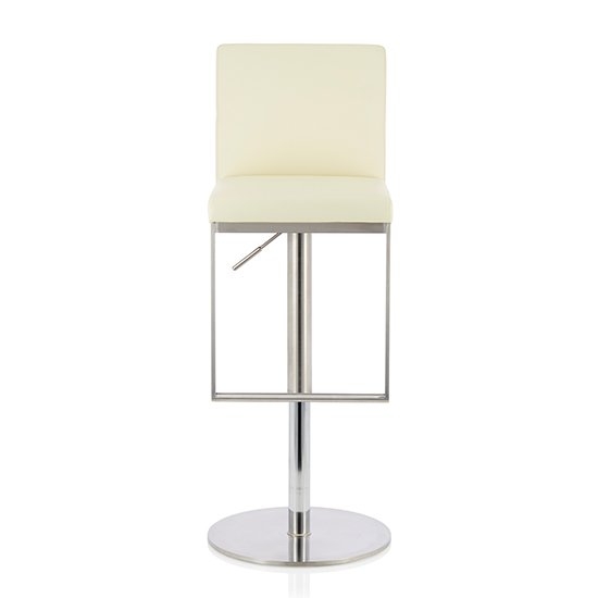 Petunia Faux Leather Swivel Adjustable Height Bar Stool In Cream