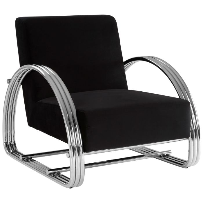 Piermount Leisure Velvet Upholstered Armchair In Black