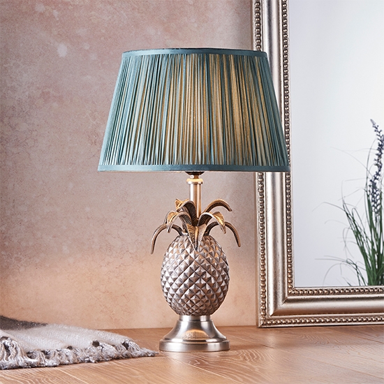 Pineapple And Freya Fir Shade Table Lamp In Pewter Effect