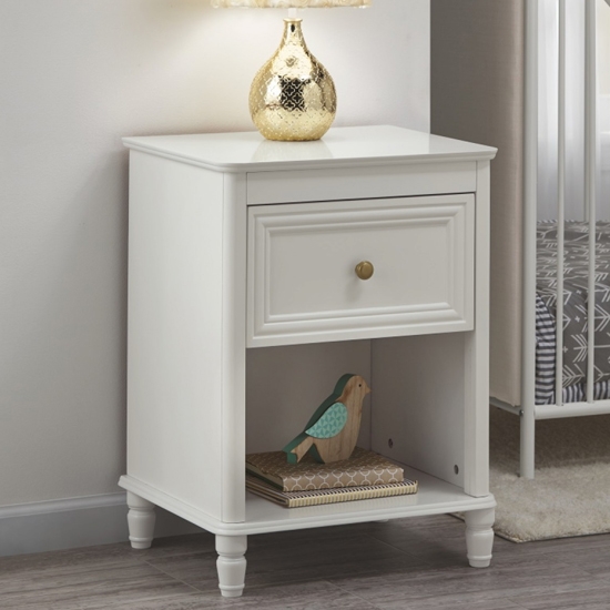 Piper Wooden Bedside Table In Cream With 1 Drawer