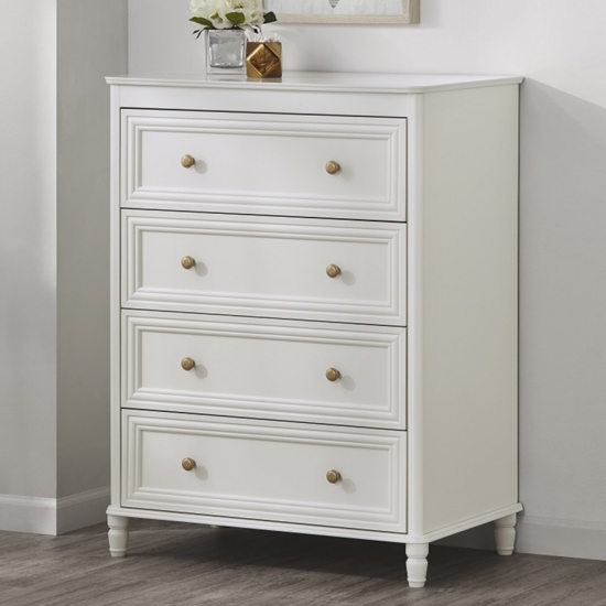 Piper Wooden Chest Of Drawers In Cream With 4 Drawers