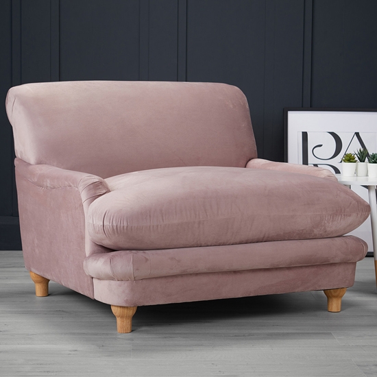Plumpton Velvet Fabric Armchair In Blush