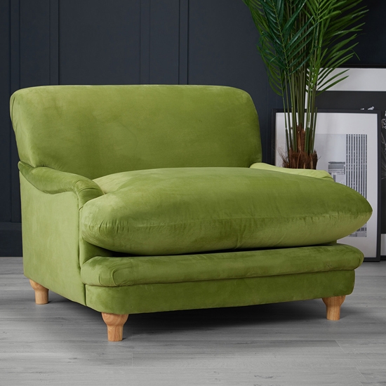 Plumpton Velvet Fabric Armchair In Green