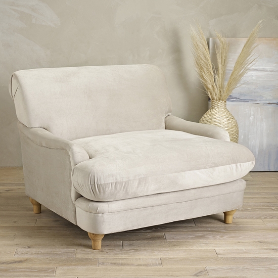 Plumpton Velvet Upholstered Bedroom Chair In Beige