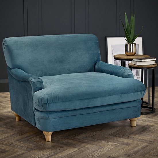 Plumpton Velvet Upholstered Bedroom Chair In Blue