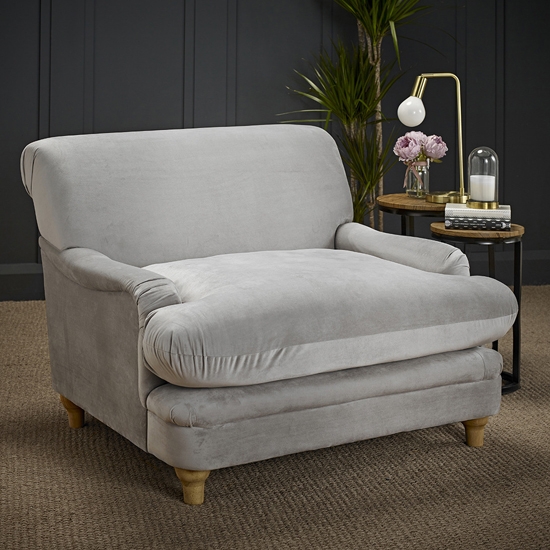 Plumpton Velvet Upholstered Bedroom Chair In Grey