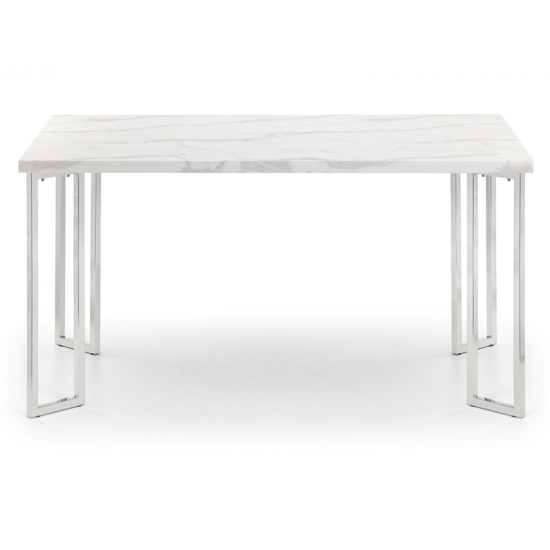 Positano Wooden Dining Table In White Marble Effect