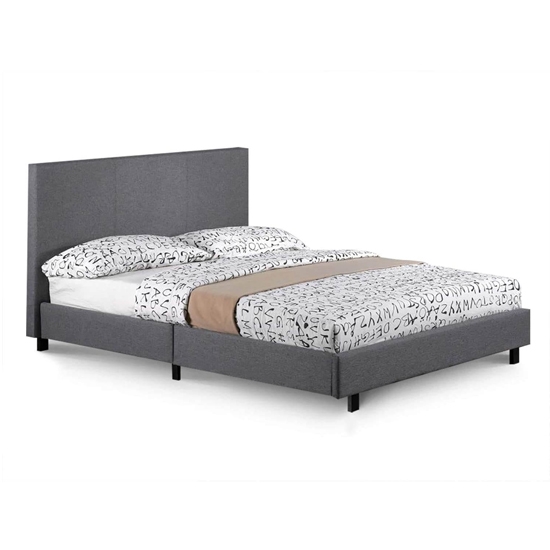 Prado Fashion Fabric Upholstered Double Bed In Grey