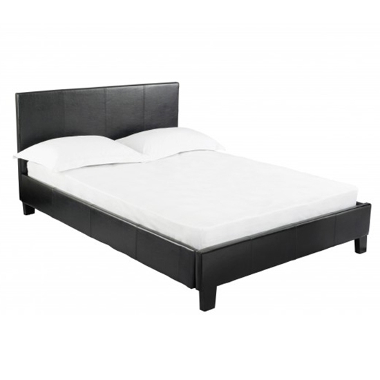 Prado Faux Leather Upholstered Double Bed In Black