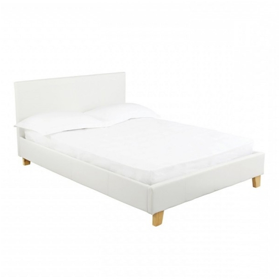 Prado Faux Leather Double Bed In White