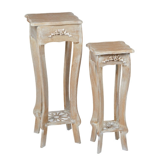 Provence Set Of 2 Wooden Lamp Tables In Weathered Oak