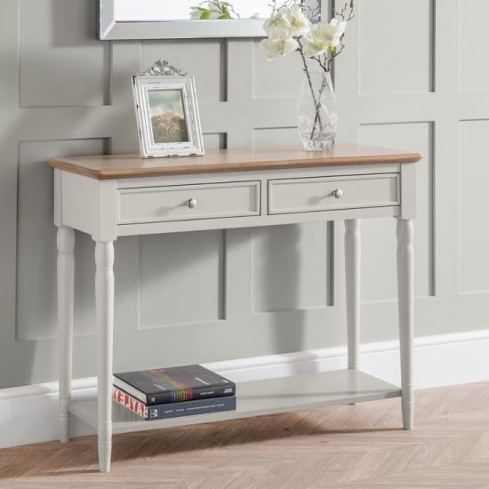 Provence Wooden 2 Drawers Console Table In Grey