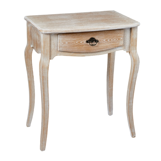 Provence Wooden Lamp Table In Weathered Oak With 1 Drawer