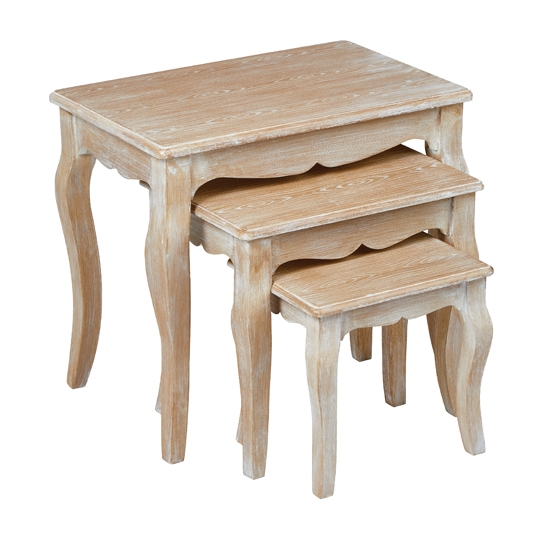 Provence Wooden Nest Of Tables In Weathered Oak