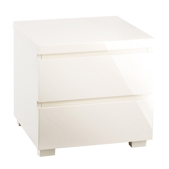 Puro Wooden Bedside Table In Cream High Gloss With 2 Drawers