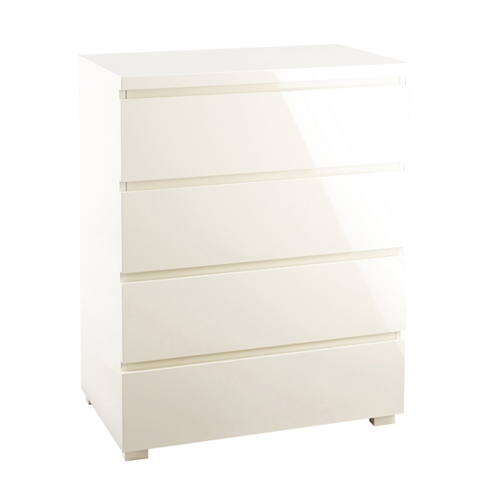 Puro Wooden Chest Of Drawers In Cream High Gloss With 4 Drawers