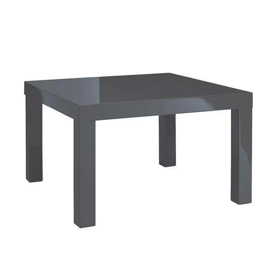Puro Wooden Lamp Table In Charcoal High Gloss