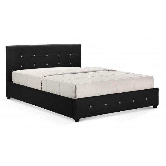 Quartz Faux Leather Double Bed In Black