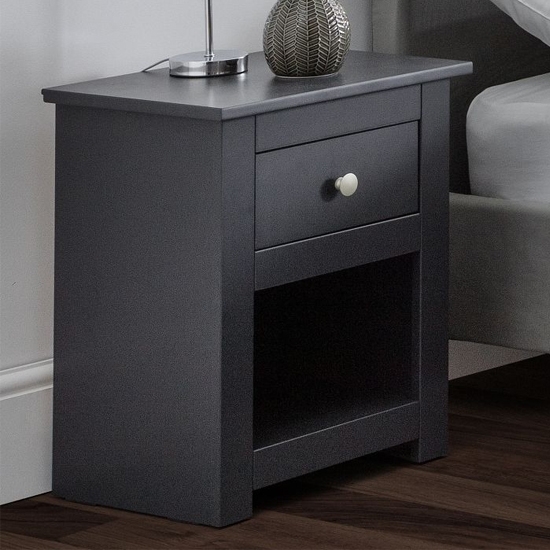 Radley Wooden 1 Drawer Bedside Cabinet In Anthracite