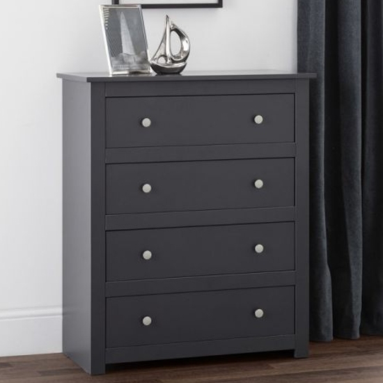 Radley Wooden Chest Of Drawers In Anthracite With 4 Drawers